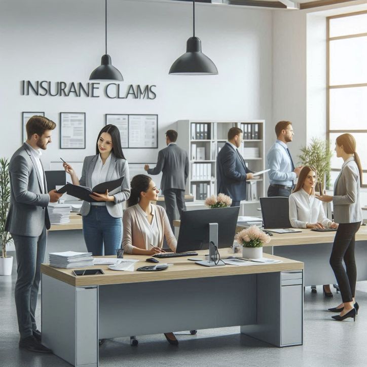 small business office coordinating insurance claims with customers
